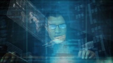 Karanlık odada sanal veri karşı bir Kafkas hacker dijital bileşik