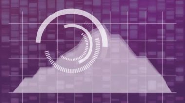 Bir daire döner ve pembe bir arka plan üzerinde büyüyen bir veri grafik dijital bileşik