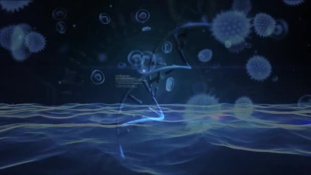 Цифрова Ілюстрація Спіральної Діаграми Dna Чорному Тлі — стокове відео