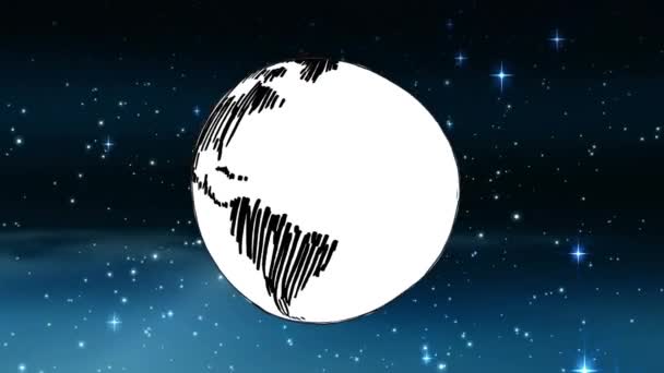 Terra Girando Espaço Brilhando Brilhantemente — Vídeo de Stock