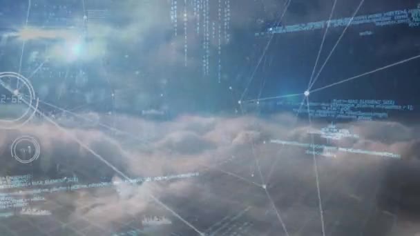 Compuesto Digital Del Cielo Contra Ilustración Datos — Vídeo de stock