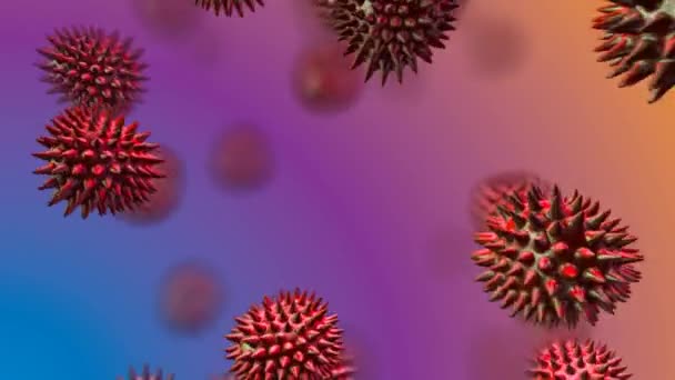 Composite Numérique Bactéries Rouges Tombant Sur Fond Coloré — Video