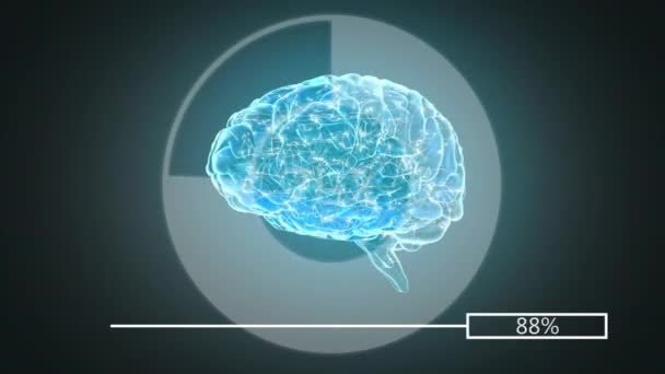 青い背景に人間の脳の イラストレーション — ストック動画