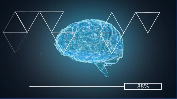 Illustratie Van Menselijke Hersenen Tegen Blauwe Achtergrond — Stockvideo