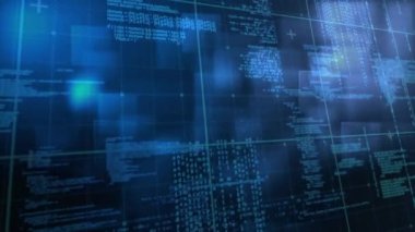 Mavi kare arka plan üzerinde hareketli veri bilgi dijital animasyon