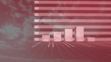 Mali grafik ve kırmızı ok bulutlu gökyüzü arka plan karşı yüzdelerle büyüme gösteren dijital bileşik.