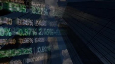 New York City Wall Street'te gökdelenler karşı öngörülen hisse senedi verileri dijital bileşik