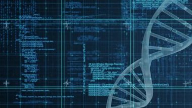DNA'ın sarmal diyagramının mavi arka plan dijital illüstrasyon