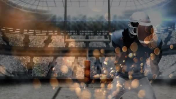 Digital Composite Frontansicht Eines Amerikanischen Fußballspiels Mit Blaseneffekten Vordergrund — Stockvideo