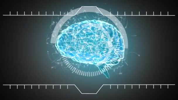 Иллюстрация Человеческого Мозга Синем Фоне — стоковое видео