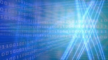Mavi arka plan karşı ikili kodlarının dijital animasyon