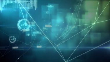 Bağlı veri bulanık kareler mavi zemin üzerine hareket dijital bileşik