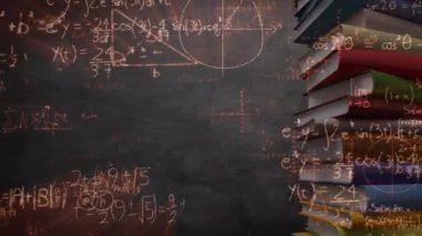 Matematik denklemler kitaplar arka plan iplik karşı ekran doğru gelen dijital bileşik 