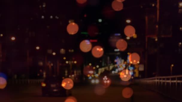 Digital Composite City Road Night Cars Circulation Background Bokeh Effect — Stock Video