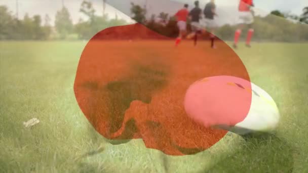 Composito Digitale Diversi Giocatori Rugby Che Fanno Esercizi Fisici Senza — Video Stock