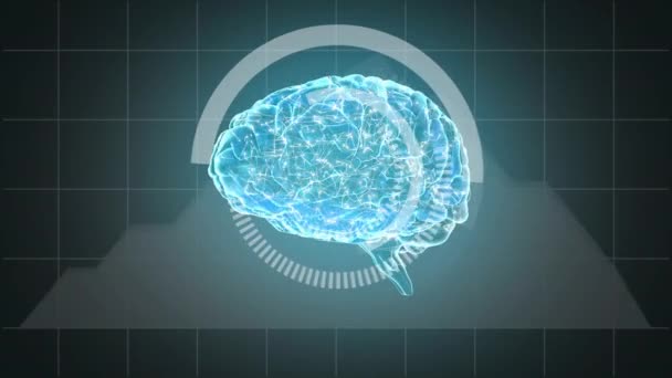 Иллюстрация Человеческого Мозга Синем Фоне — стоковое видео