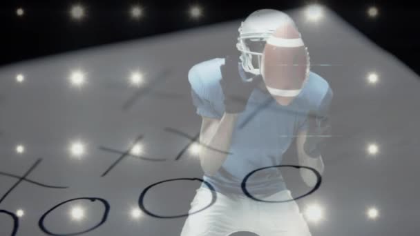 Digital Composite African American Football Player Catching Ball Being Tackled — Stock Video