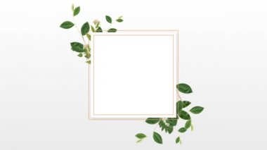 Dijital olarak oluşturulan sınır tasarlamak yeşil yaprakları ve ekrana geliyor ve bir süre sonra basık şubeleri