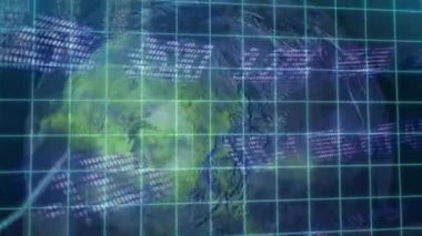 Dijital borsa veri ve grafik üzerinde ön karşı dönen dünyanın dijital bileşik