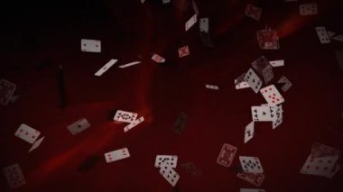 Kırmızı arka planı düşme kartların dijital bileşik 