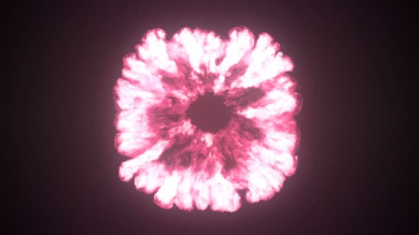 Detonation Med Rosa Eld Explosion Mörk Bakgrund — Stockvideo