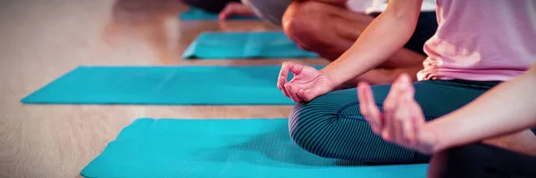 Grupp Människor Som Utför Yoga Gym — Stockfoto