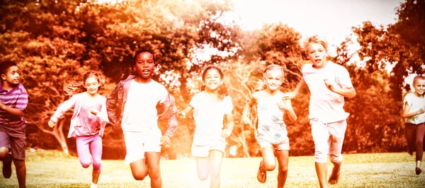 Bambini Che Giocano Insieme Durante Una Giornata Sole Parco — Foto Stock