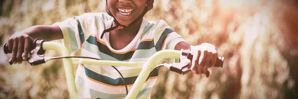 Sporty Kid Bike Riding Park — Stock Photo, Image