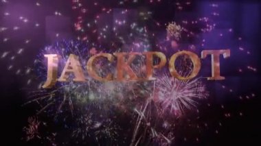 Sarı jackpot işareti güzel havai fişek karşı dijital bileşik