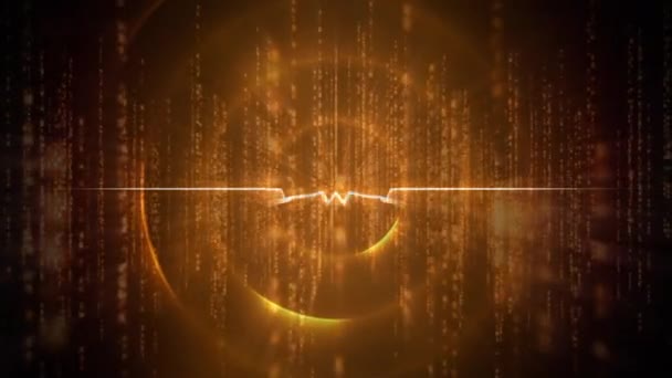 Цифровий Композит Помаранчевих Світлових Імпульсів Матриці Рухаються Екрану Горизонтальні Лінійні — стокове відео