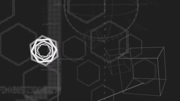 Digitální Složený Šestiúhelníku Připravují Zatímco Geometrických Forem Vzorci Pohybovat Popředí — Stock video