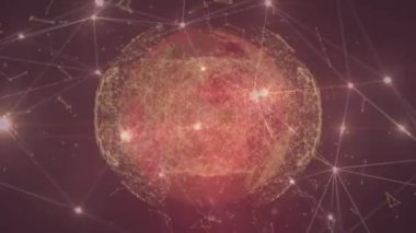 Dijital futuristik yanıp sönen daire veri bağlantıları mor arka plan ile çevrili bir dijital kızıl toprağı dünya üzerinde animasyon
