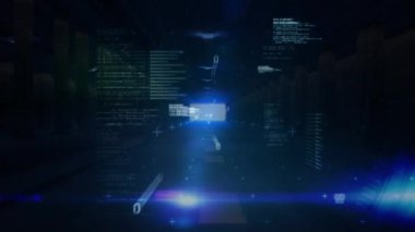 Koyu arka plan karşı kameraya doğru hareket ikili dijital arabirimi dijital bileşik