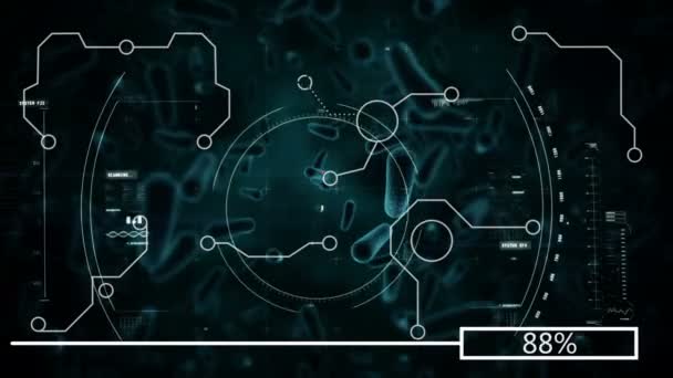 Digitaal Gegenereerde Animatie Van Rood Gekleurde Virus Wordt Geanalyseerd Computer — Stockvideo