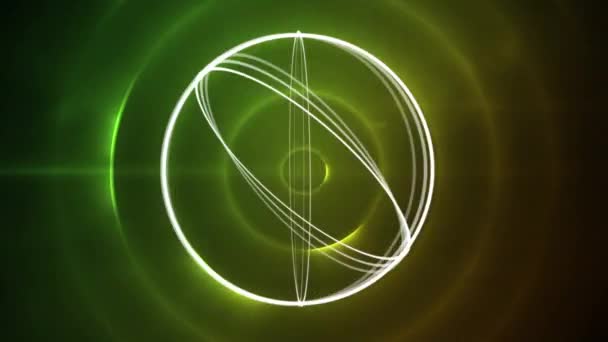 Digital Animation Rotating White Circles Blinking Green Light Effects Background — Stock Video