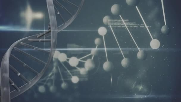 Composto Digital Hélice Dna Girando Lentamente Contra Gráfico Subaquático Com — Vídeo de Stock