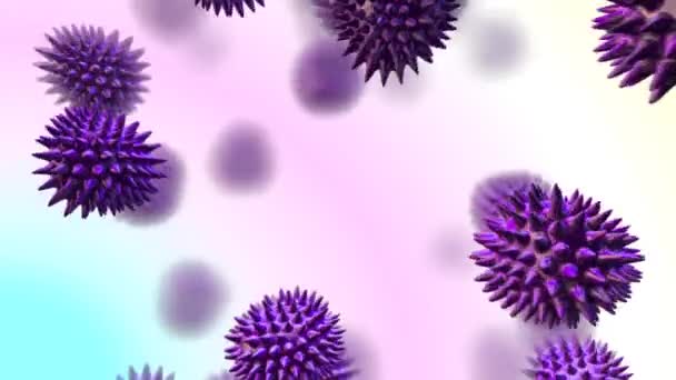 Digital Composite Purple Colored Virus Moving White Background — Stock Video