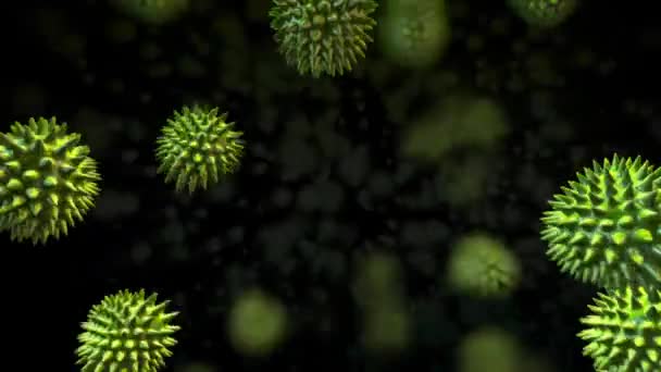 Dijital Olarak Yeşil Virüs Doğru Koyu Arka Plan Hareketli Görüntü — Stok video