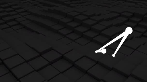 黒のデジタル合成アニメーション 3次元キューブを変更すると白い床をフォア グラウンドに移動 — ストック動画