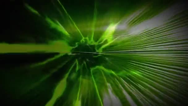 Composto Digital Túnel Verde Luz Que Move Através Espaço Negro — Vídeo de Stock