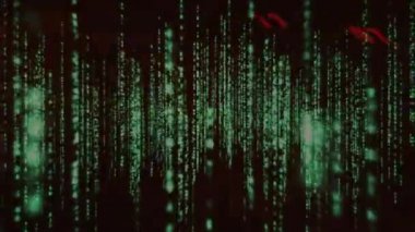 Renkli ışıklar ön plan üzerinde hareket ederken kameraya doğru hareket yeşil ışıklar akışların dijital bileşik.