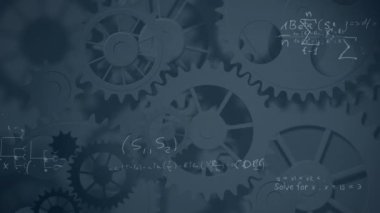 Matematiksel formüller motoru Dişli tekerlekleri üzerinde arka plan hareketli karşı dijital bileşik