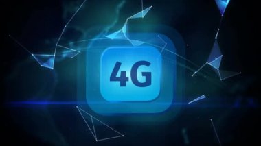 4g logosunun üstünde veri bağlantıları arka plan üzerinde kalp dünya ile çevrili bir düğme dijital bileşik