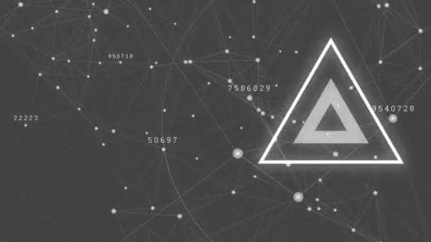 Composto Digital Explosão Triângulo Com Constelação Fundo Cinza — Vídeo de Stock