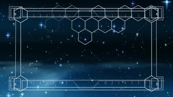 Digitally Animated White Frame Hexagon Shape Stars Space Background — Stock Video