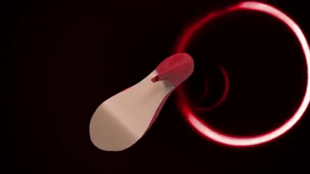 Digital Animation Red High Heel Rotating Digital Tunnel Made Red — Stock Video