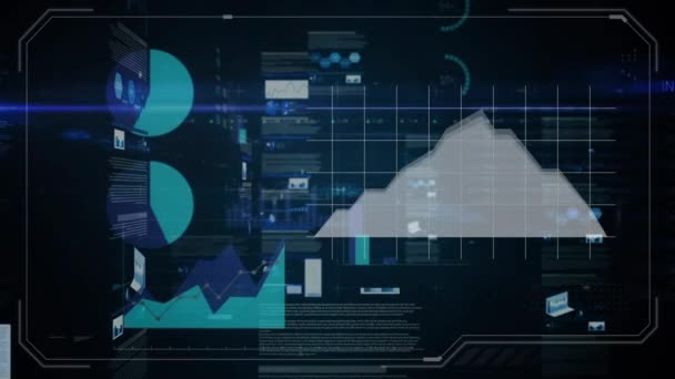 Digitale Animatie Vangegevens Grafieken Grafieken Van Bewegende Dichter Het Scherm — Stockvideo