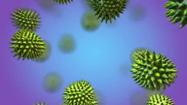 Digital Composite Green Colored Virus Moving Blue Background — Stock Video