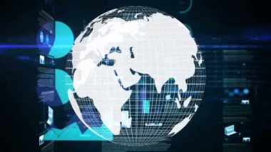 Dijital Animasyon ile ikili kodları ve istatistiksel veriler üzerinde arka plan hareketli dönüm Globe