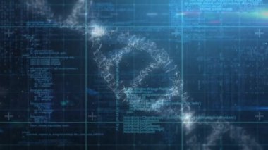 Dijital kod arka plan üzerinde hareket ile dönüm dna sarmalının dijital bileşik